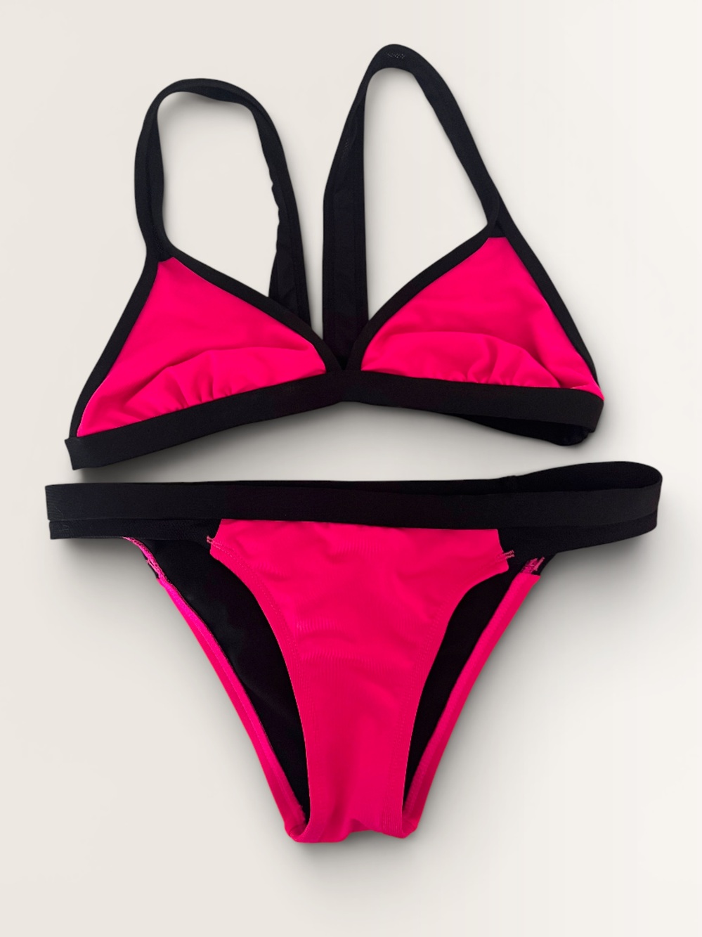Dolfin Neon Pink Contrast Trim Bikini Set
